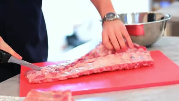E. How to Trim Spareribs into a St. Louis Cut for Barbecue Promo Image