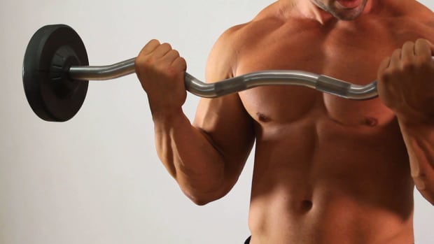 K. How to Do a Barbell Curl for an Arm Workout Promo Image