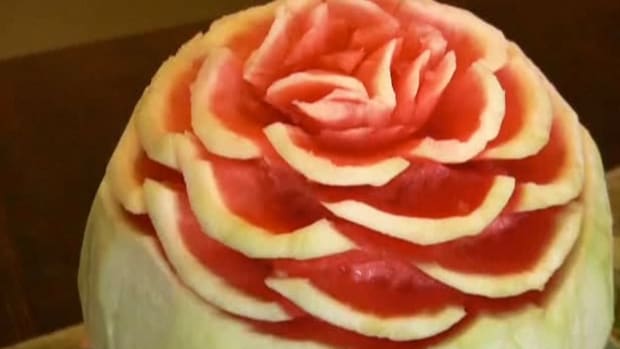 A. How to Carve a Watermelon into a Rose Promo Image