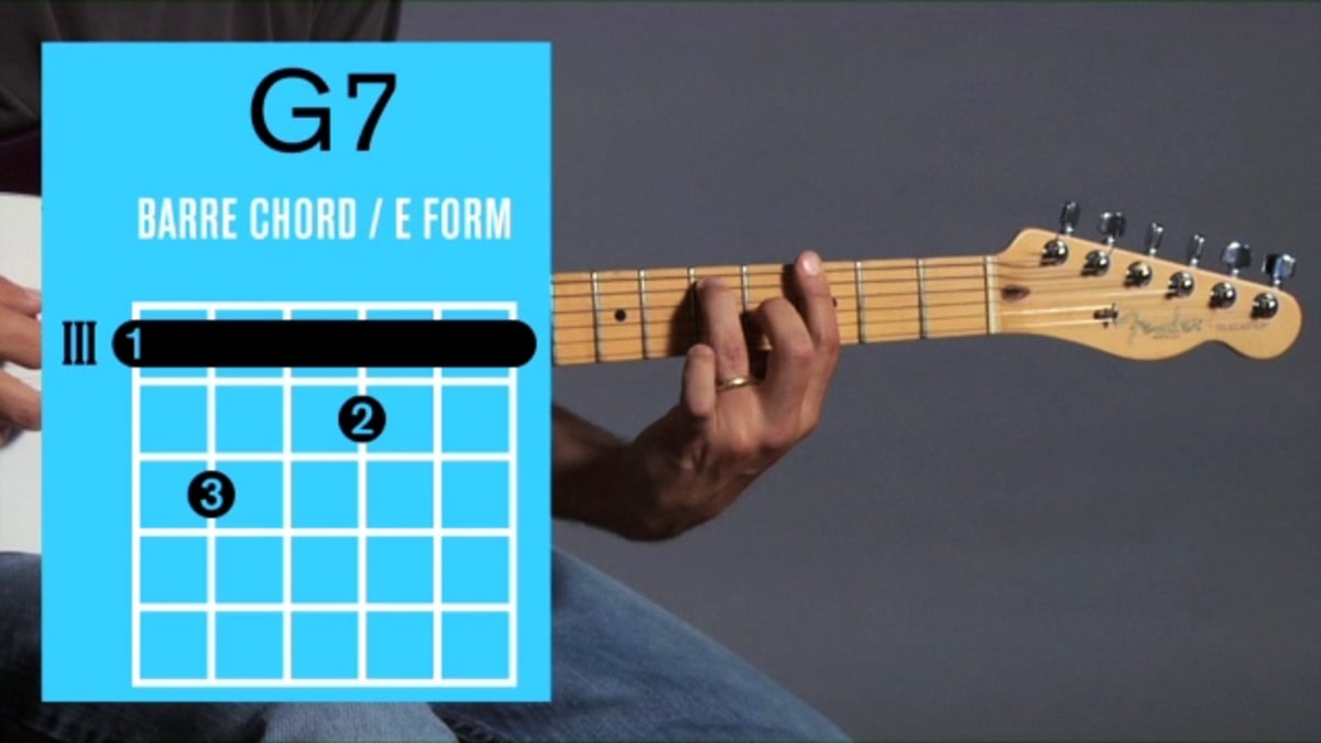 How to Play a G7 Barre Chord on Guitar Howcast