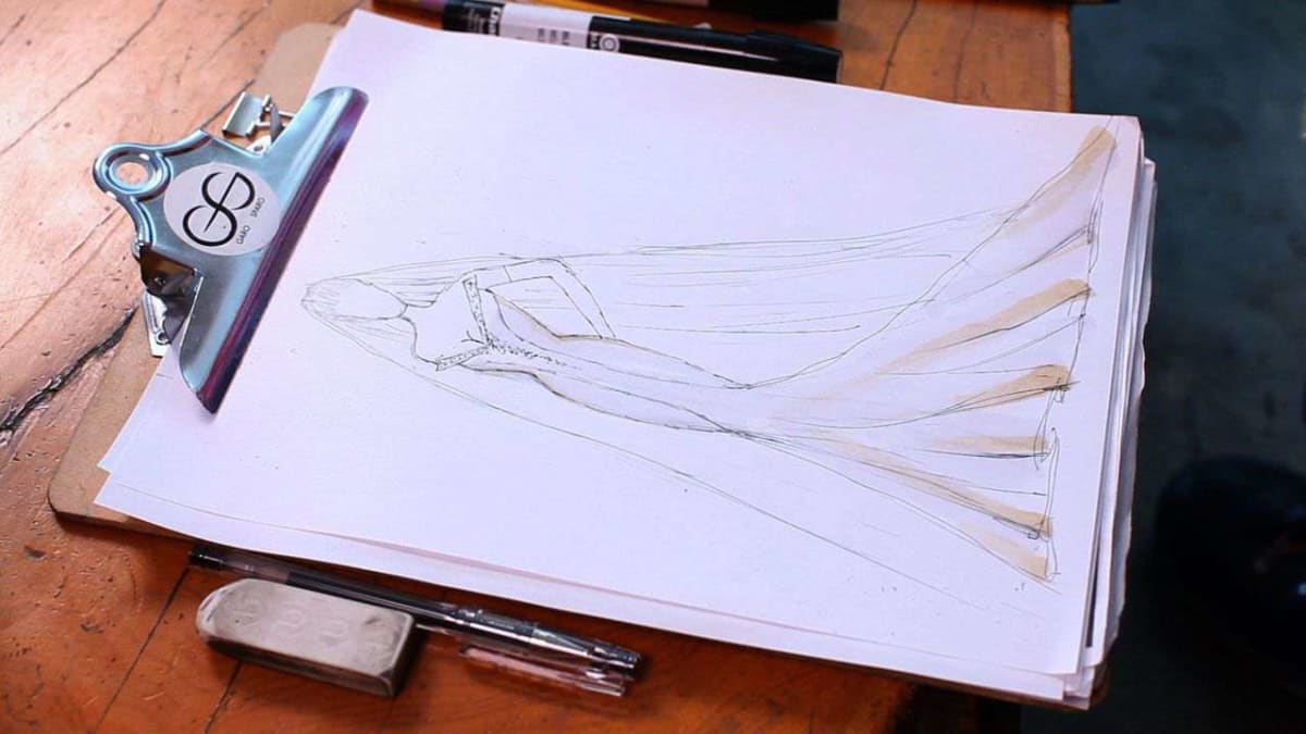 Wedding dress 2025 design pencil sketches