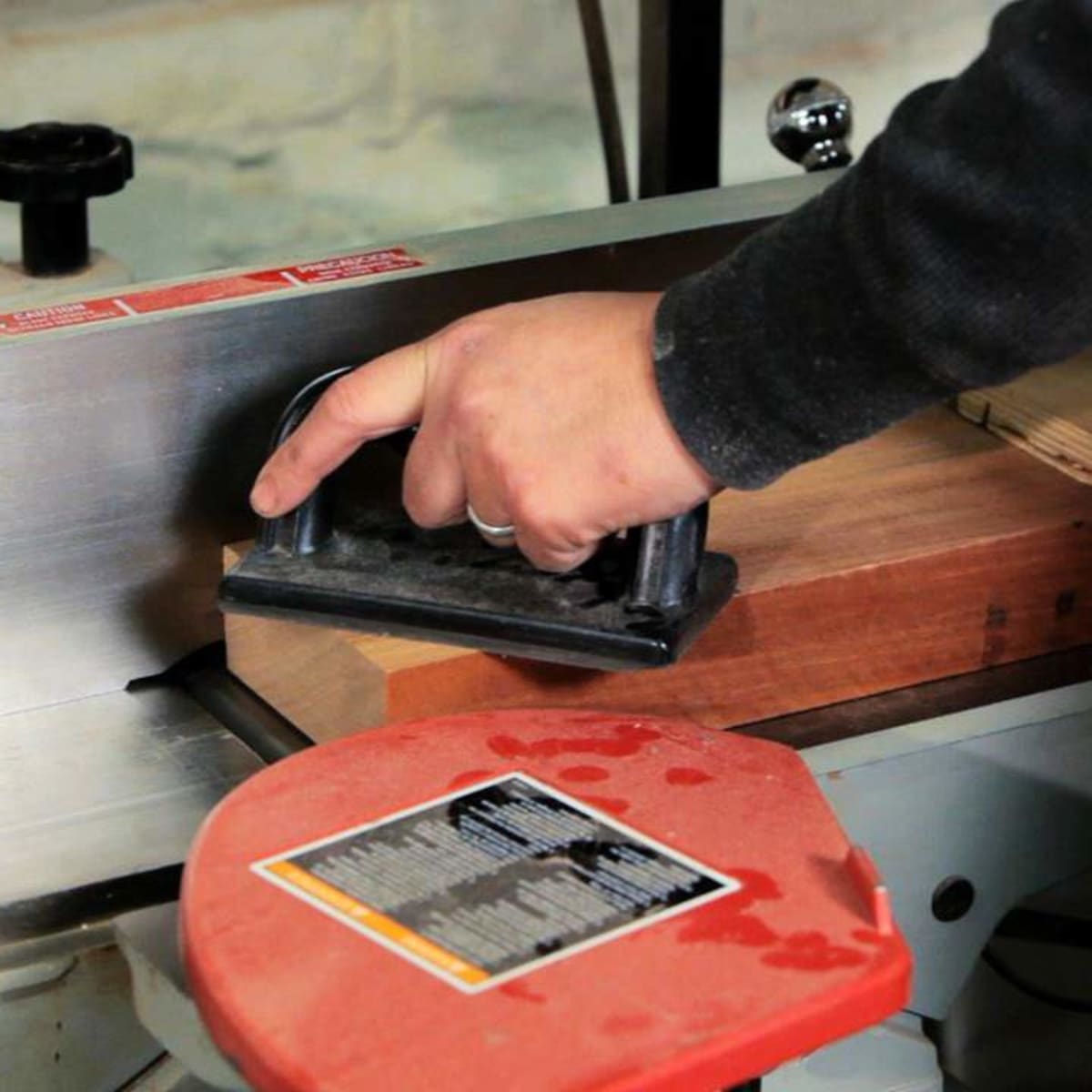 A wood shop jointer