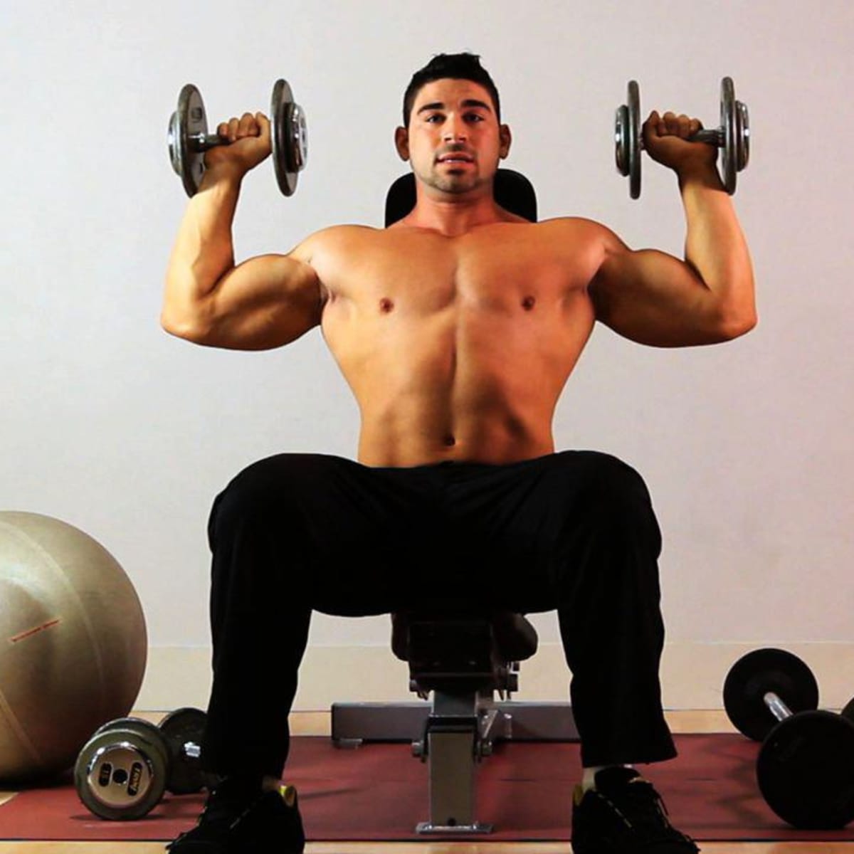 Seated overhead store dumbbell press