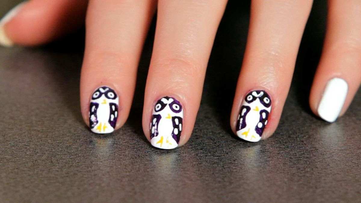 owl nail art design