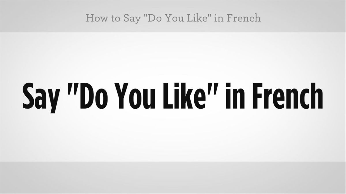 How to Say "Do You Like" in French Howcast